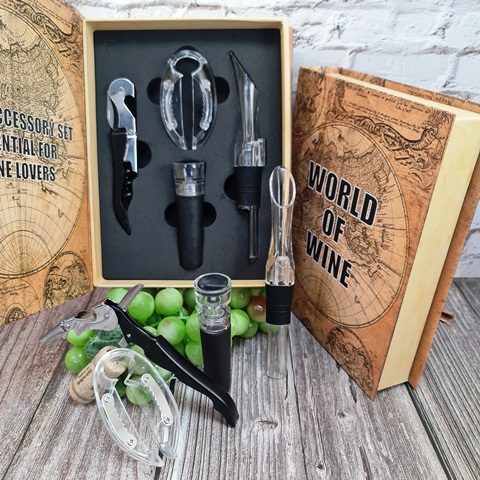 Set de vino mundo 4 accesorios